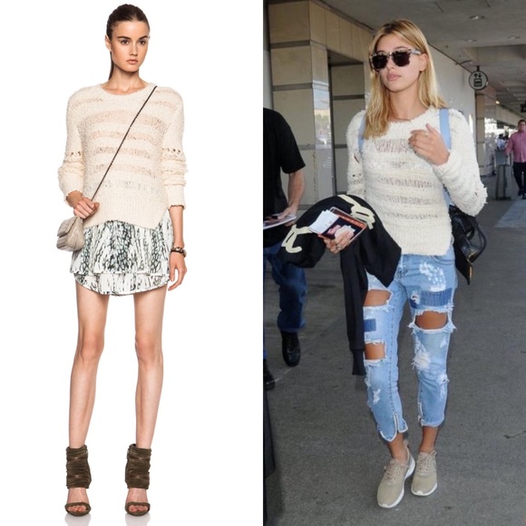 IRO Sweaters - IRO YAREN DISTRESSED FRAYED PULLOVER SWEATER SMALL